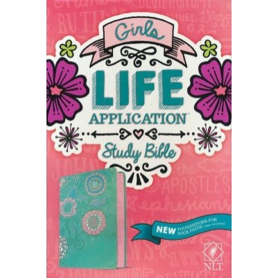 NLT Girls Life Application Study Teal/Pink Imitation Leather