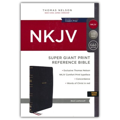 NKJV Super Giant Print Ref Bible Black Leathersoft Indexed