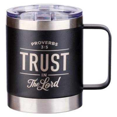 Trust in the Lord Grey & Black Travel Mug