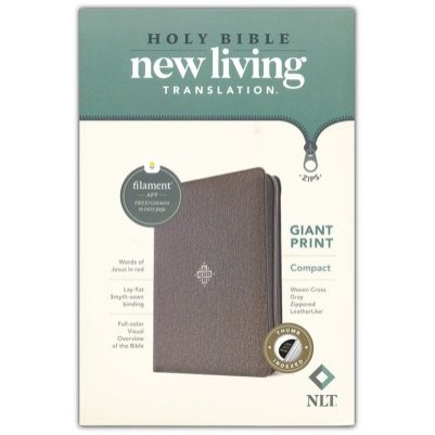 NLT Compact Giant Print Zipped Woven Cross Gray Indexed
