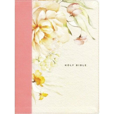 NLT Wide Margin Bible Filament Indexed Dusty Pink Blossoms